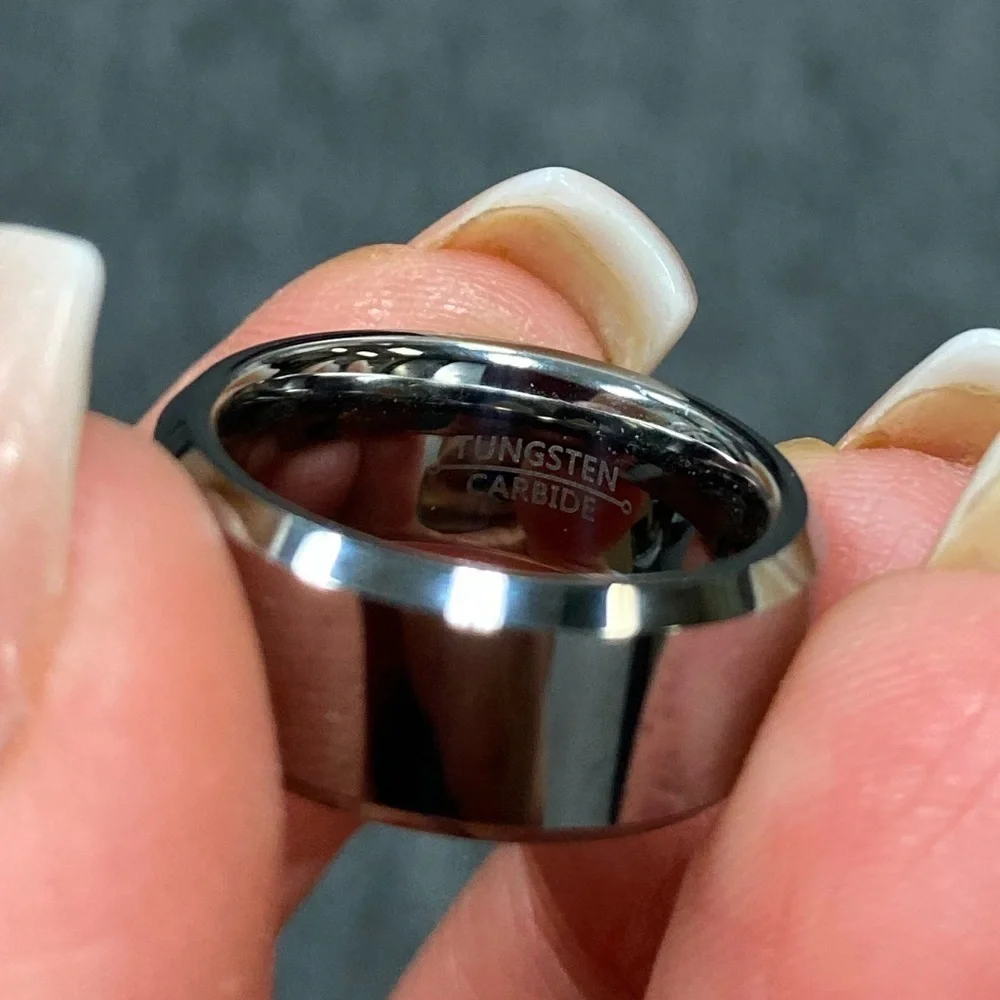Tungsten Wedding Band Beveled Edges Comfort fit